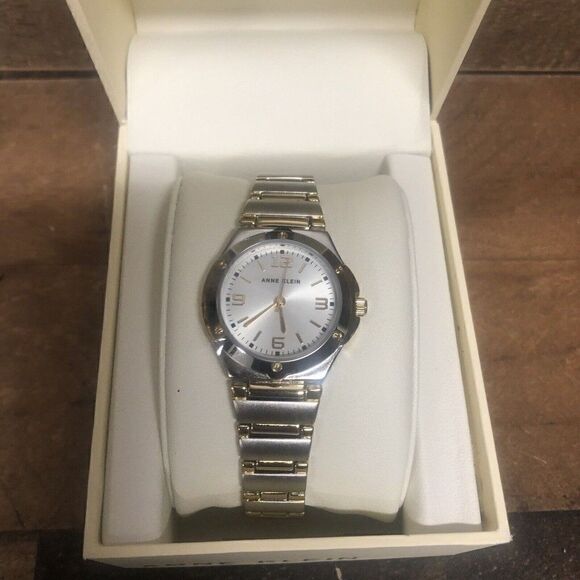 Anne Klein Watch Women Ladies Two Tone Gold Silver Round New Battery 7.25" - Picture 1 of 9